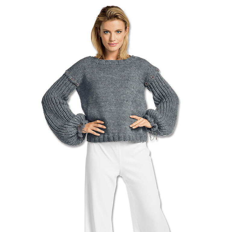 Damenpullover mit rüschenärmel, weich und modern