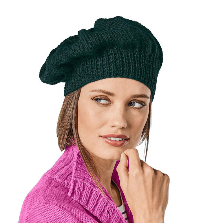 Grüne Mütze aus Merino-Classic mit lockerer Passform