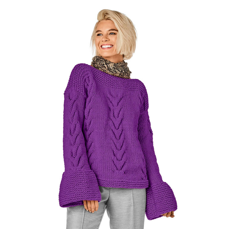 Lila Pullover aus Merino Dick, locker und bequem