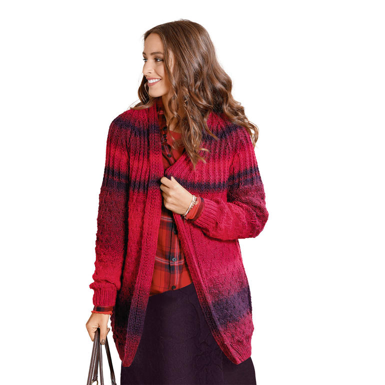 Rot gestreifte Jacke aus Chic & Warm, lässig geworfen