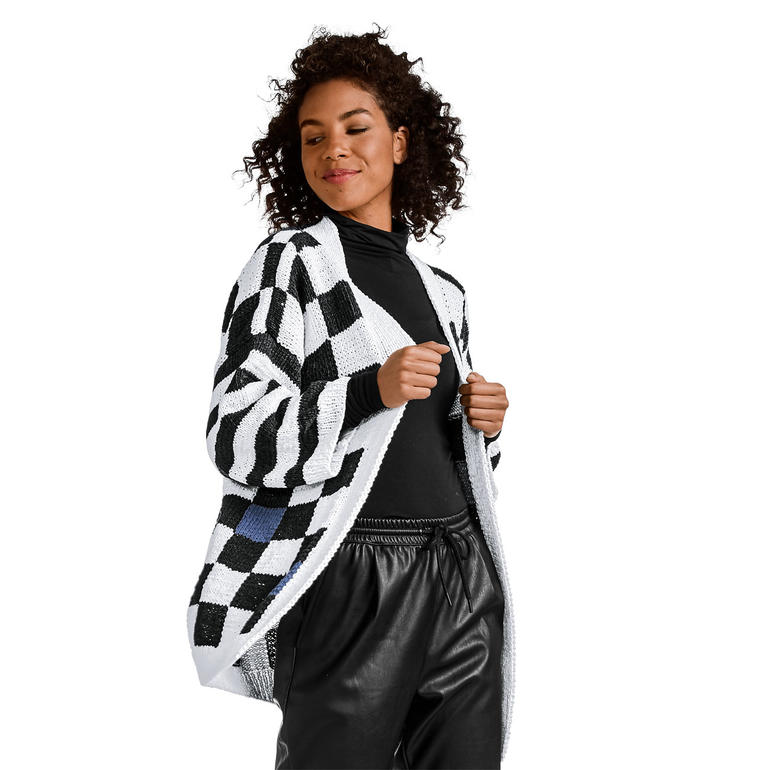 Gestreifte Jacke aus Bandana in Schwarz-Weiß auf Modell