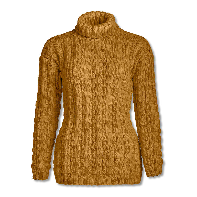 Brauner Damenpullover aus Merino-Classic mit Rollkragen