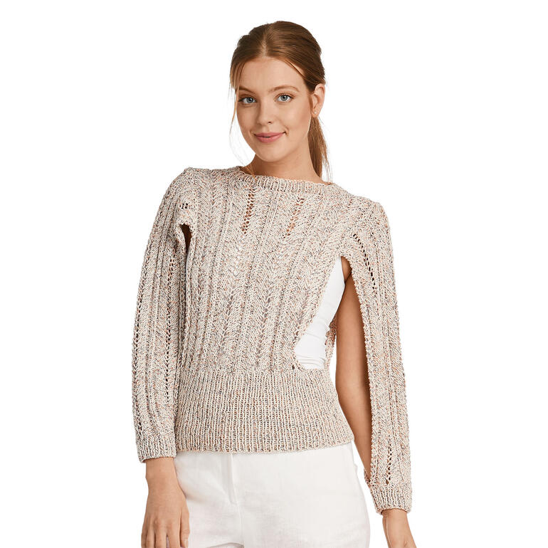 Damenpullover aus Oletta in beige, elegant mit schlichtem Muster und lockerer Passform.