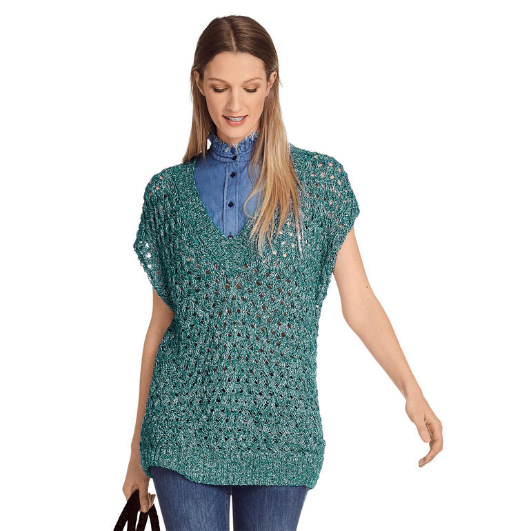 Türkisfarbener Pullunder aus Contrato, lässig und im Oversize-Stil.