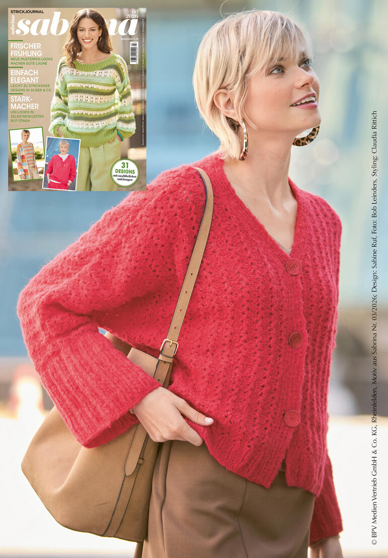 Anleitung für eine Jacke aus Arequipa in intensivem Rot.