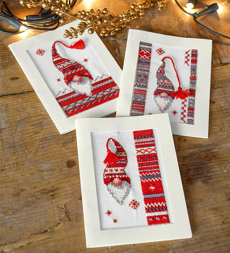 3 Weihnachtskarten mit Weihnachts-Wichteln