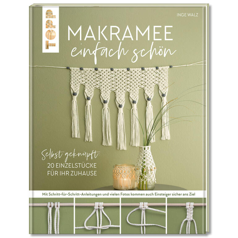 Buchcover mit dem Titel 'Makramee einfach schön' und einem dekorativen Wandbehang.